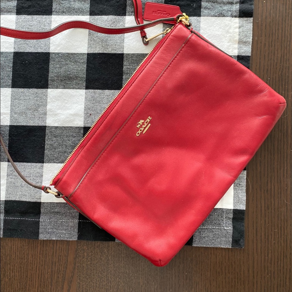 Red Coach crossbody bag